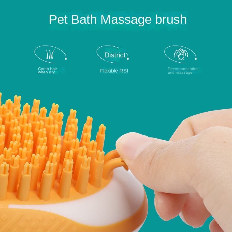 2-in-1 Pet Bath & Massage Brush – Soft Silicone Grooming Tool for Dogs & Cats - Pawticaa