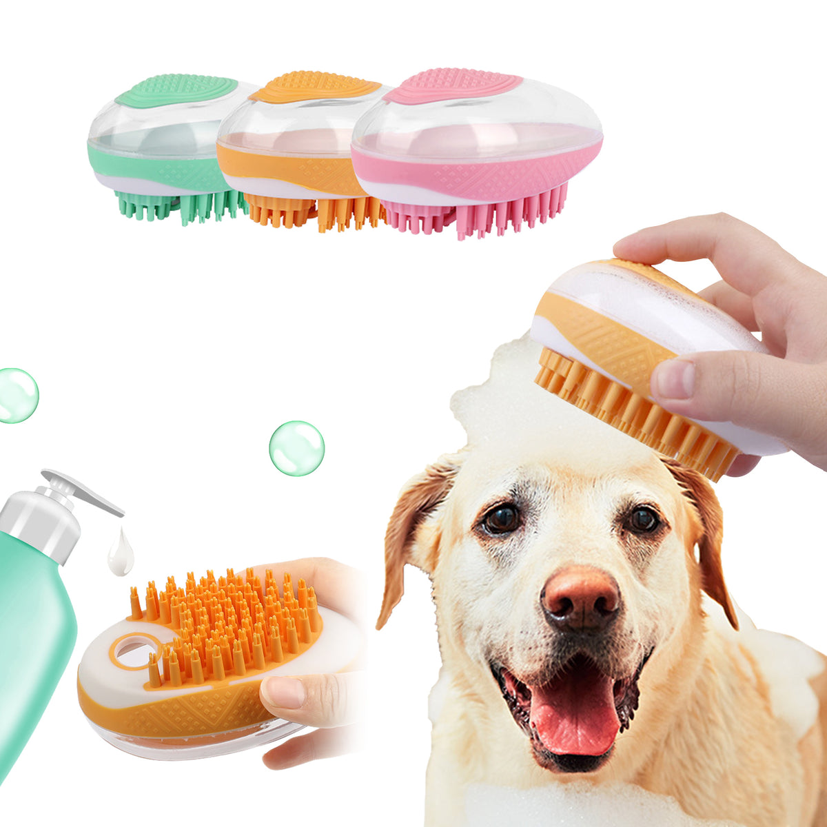 2-in-1 Pet Bath & Massage Brush – Soft Silicone Grooming Tool for Dogs & Cats - Pawticaa