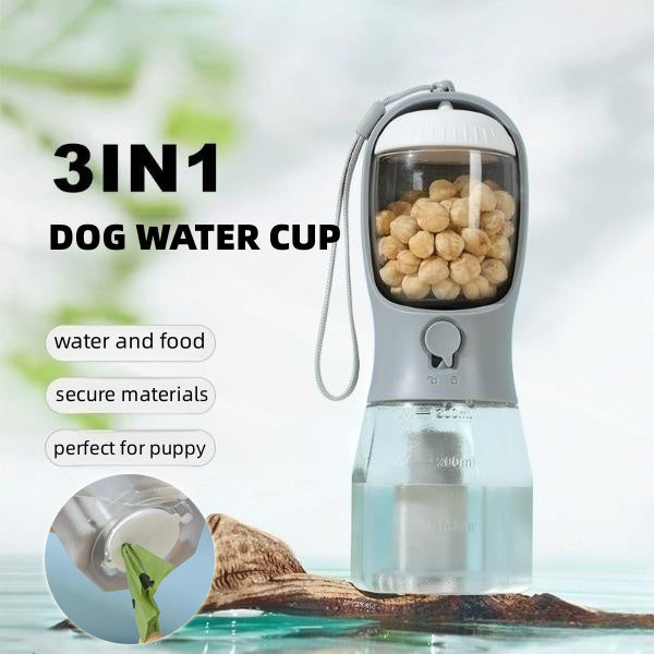 3-in-1 Portable Dog Water Bottle – Hydration, Feeding & Waste Bag All-In-One - Pawticaa