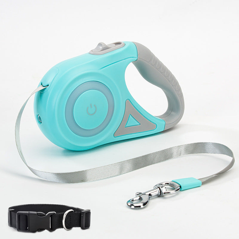 LED Retractable Leash + Collar Set – Safety & Style for Night Walks - Pawticaa