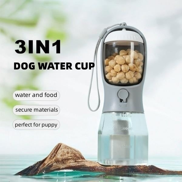 3-in-1 Portable Dog Water Bottle – Hydration, Feeding & Waste Bag All-In-One - Pawticaa